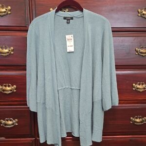 Alfani Light Teal Green 3/4 Sleeve Drape Front Cardigan